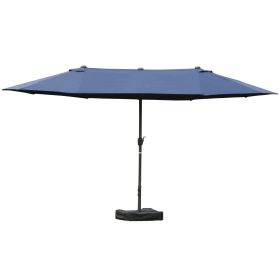 Double-Sided Patio Umbrella, Rust-Resistant Steel, Poolside Shade, Dark Blue