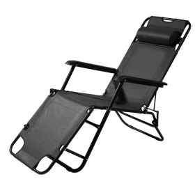 Oversized Foldable Camping Chair With Side Table & Cup Holder, 330 LBS Capacity For Outdoor Use-Black