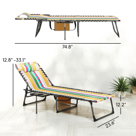 Folding Outdoor Chaise Lounge Chair Tanning Chair With 5-Level Adjustable Back