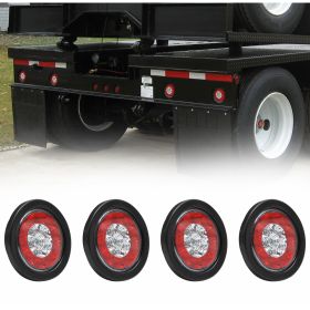 Truck Universal Small Taillight American Version, 16 LED Dual Color Rubber Ring Round Light ,12V,  4-pack