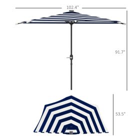 Outsunny Half Umbrella Outdoor Patio Umbrella, Small Balcony Umbrella, Vented Half Patio Umbrella With Crank 8 Ribs, Porch Umbrella For Garden Deck Po