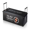 VEVOR 24V 100Ah LiFePO4 Lithium Battery, Built-in 50A BMS, Deep Cycle Lithium Rechargeable Battery with Low Temperature Protection, 4000+ Cycles