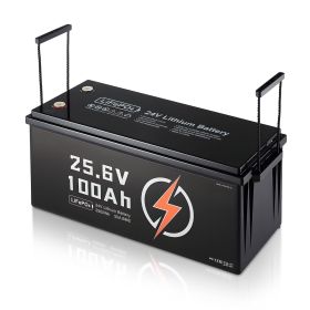 VEVOR 24V 100Ah LiFePO4 Lithium Battery, Built-in 50A BMS, Deep Cycle Lithium Rechargeable Battery with Low Temperature Protection, 4000+ Cycles