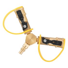 RV Propane Quick Connect Y Splitter Adapter with Shutoff Valve, 2 Way 1/4 inch Quick Disconnect Kit, Fits for RV Trailer