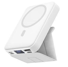 Power Bank Magnetic Portable Wireless FastCharger 10000mAh Type - C Cable LEDDisplay 22.5W PD Fast Charging LightingMag-Safe Battery Pack For IPh (Color: White)