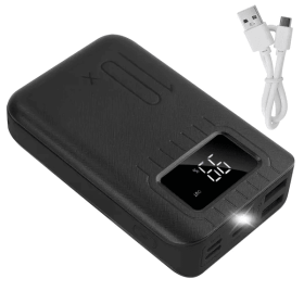Portable Power Bank External Battery Pack Charger Dual USB (Color: Black)